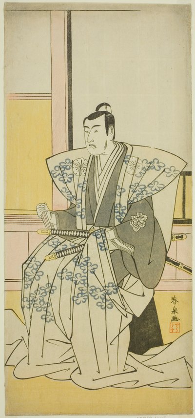 De acteur Matsumoto Koshiro IV als Hatakeyama Shigetada in het stuk Edo no Fuji Wakayagi Soga, uitgevoerd in het Nakamura Theater in de eerste maand, 1789 door Katsukawa Shunsen
