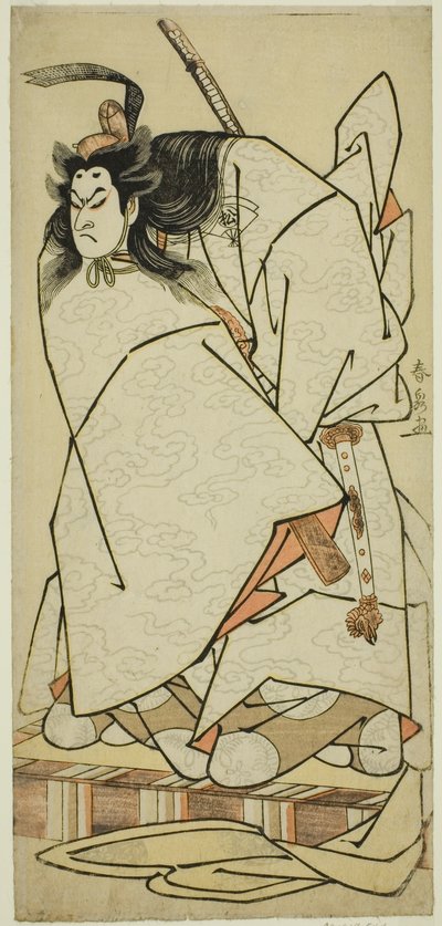 De acteur Onoe Matsusuke I als Ashikaga Takauji in het stuk Kumoi no Hana Yoshino no Wakamusha, uitgevoerd in het Nakamura Theater in de elfde maand, 1786 door Katsukawa Shunsen
