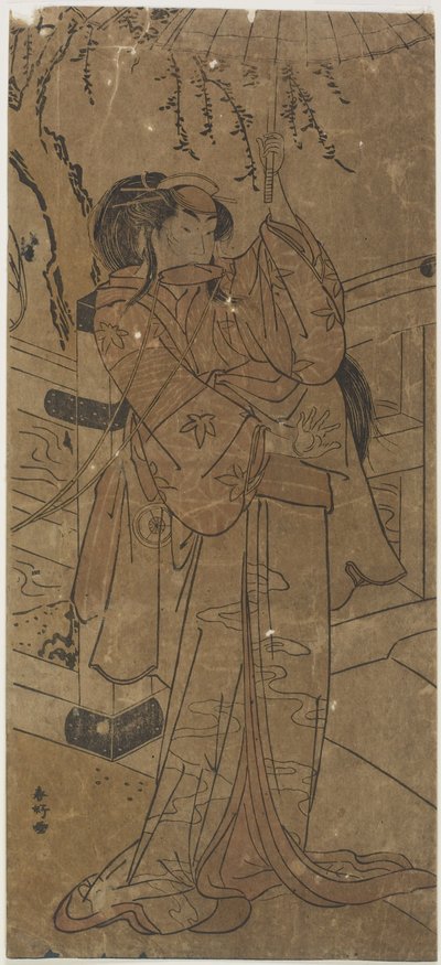 Een acteur in een vrouwelijke rol door Katsukawa Shunsho
