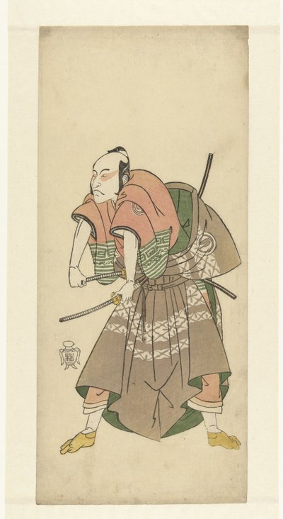 Acteur Sawamura Sojuro II klaar om te vechten door Katsukawa Shunsho