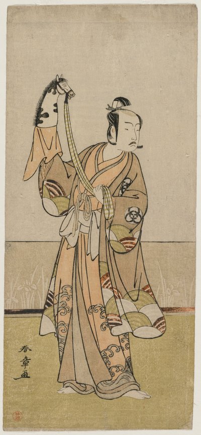 Bando Hikosaburo III met een handpop, midden 1770s door Katsukawa Shunsho