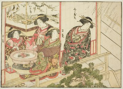 Courtisanes van de Kiribishiya, uit het boek "Spiegel van mooie vrouwen van de plezierwijken (Seiro bijin awase sugata kagami)," deel 2 door Katsukawa Shunsho