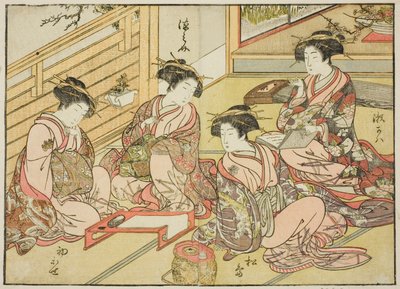 Courtisanes van de Matsubaya, uit het boek "Spiegel van Mooie Vrouwen van de Plezierwijken," vol. 1 door Katsukawa Shunsho