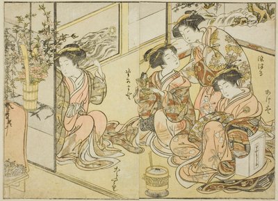 Courtisanes van de Matsuneya, uit het boek "Spiegel van mooie vrouwen van de plezierwijken," deel 1 door Katsukawa Shunsho