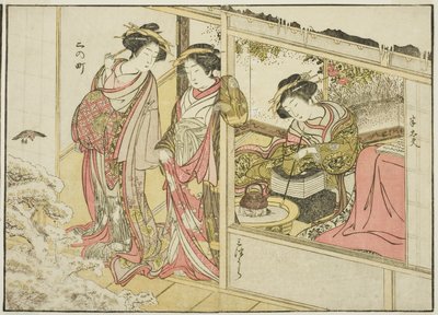 Courtisanes van de Nakaomiya, uit het boek "Spiegel van mooie vrouwen van de plezierwijken," deel 2 door Katsukawa Shunsho