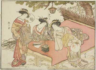 Courtisanes van de Yadaya, uit het boek "Spiegel van Mooie Vrouwen van de Plezierkwartieren (Seiro bijin awase sugata kagami)" door Katsukawa Shunsho