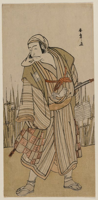 Ichikawa Danjuro V als een Reiziger naast een Bosje Iris door Katsukawa Shunsho