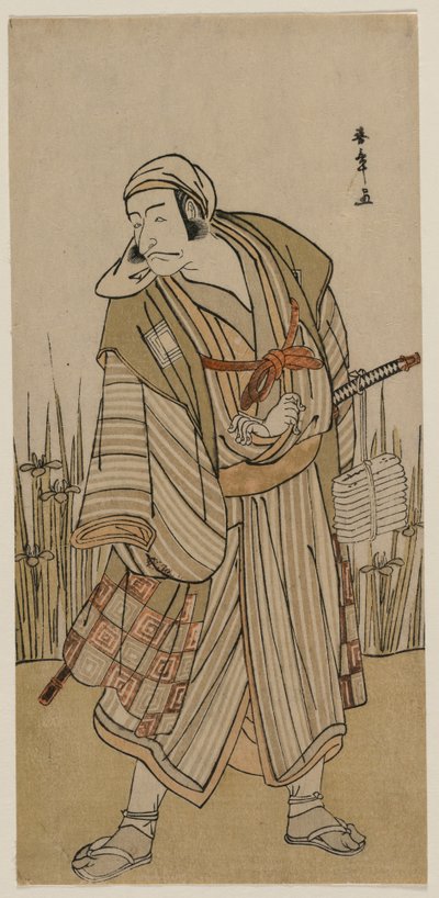 Ichikawa Danjuro V als een reiziger naast een bosje iris, ca. 1780 door Katsukawa Shunsho