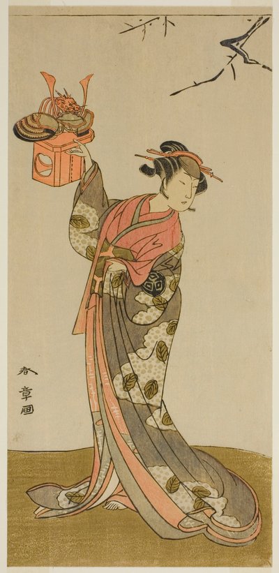 De acteur Arashi Hinaji I als Hananoi in het stuk Gosho-zakura Horikawa Youchi, uitgevoerd in het Ichimura Theater in de vierde maand, 1773 door Katsukawa Shunsho