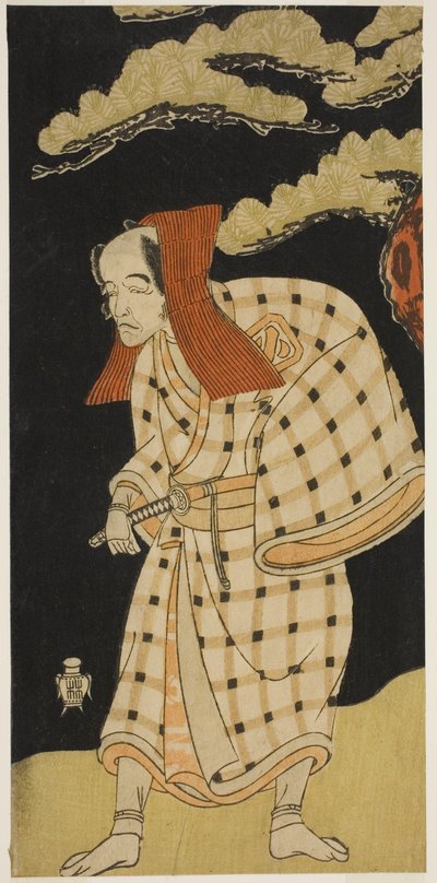 De acteur Arashi Otohachi I als Numataro Kyusei vermomd als de inbreker Ipponzaemon in het stuk Otokoyama Yunzei Kurabe, uitgevoerd in het Ichimura Theater in de elfde maand, 1768 door Katsukawa Shunsho