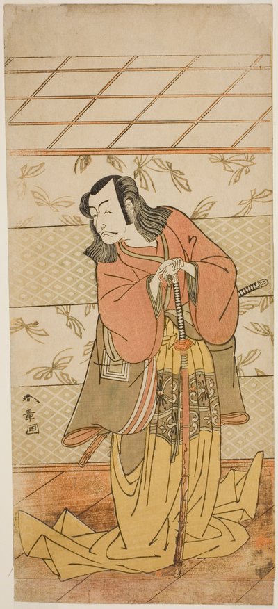 De acteur Ichikawa Danjuro V als Ashiya Doman in het stuk Kikyo-zome Onna Urakata, uitgevoerd in het Morita Theater in de zevende maand, 1776 door Katsukawa Shunsho