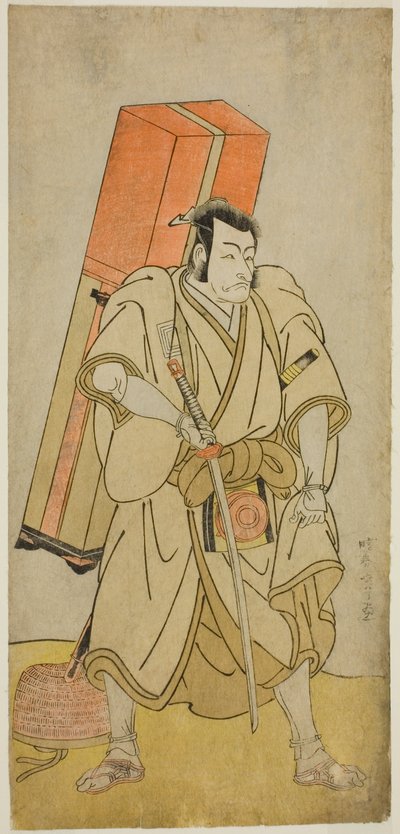 De Acteur Ichikawa Danjuro V als Godai Saburo Masazumi Vermomd als Rokuju-rokubu in het Stuk Sugata no Hana Yuki no Kuronushi, Opgevoerd in het Ichimura Theater in de Elfde Maand, 1776 door Katsukawa Shunsho