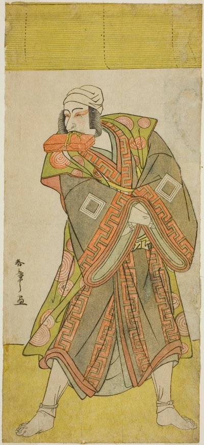 De acteur Ichikawa Danjuro V als prins Koretaka vermomd als de koerier Izutsu Chuji, in het stuk Yamato Kano Ariwara Keizu, uitgevoerd in het Nakamura Theater in de vijfde maand, 1781 door Katsukawa Shunsho