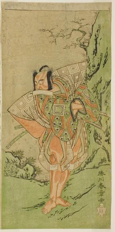 De Acteur Ichikawa Danzo III als I no Hayata Tadazumi in het stuk Nue no Mori Ichiyo no Mato, uitgevoerd in het Nakamura Theater in de elfde maand, 1770 door Katsukawa Shunsho