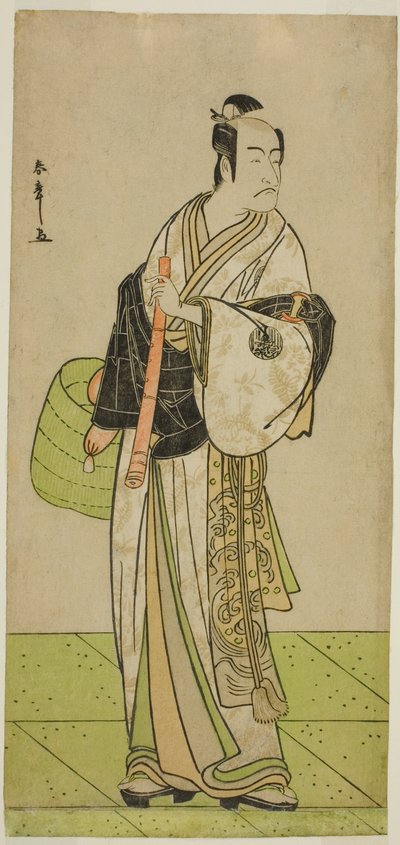 De acteur Ichikawa Ebizo als Kudo Suketsune vermomd als een Komuso in het stuk Waka Murasaki Edokko Soga, uitgevoerd in het Ichimura Theater in de eerste maand, 1792 door Katsukawa Shunsho