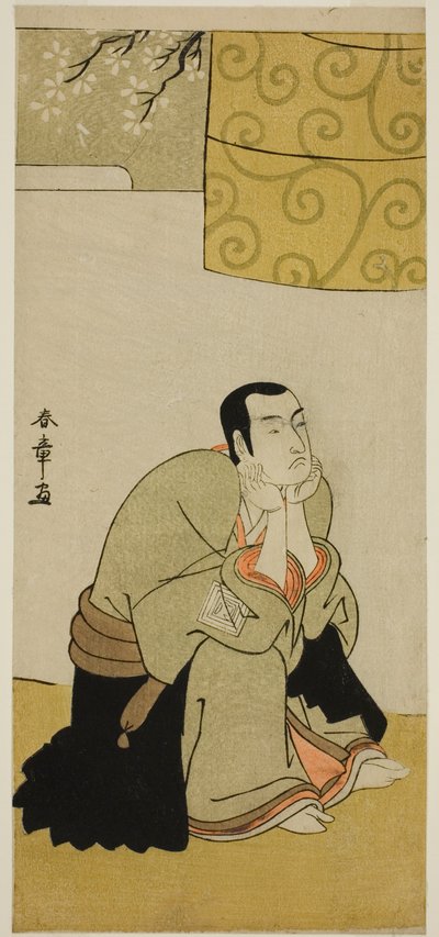 De acteur Ichikawa Monnosuke II als boeddhistische monnik in het stuk Edo no Hana Mimasu Soga, opgevoerd in het Nakamura Theater in de vierde maand, 1783 door Katsukawa Shunsho