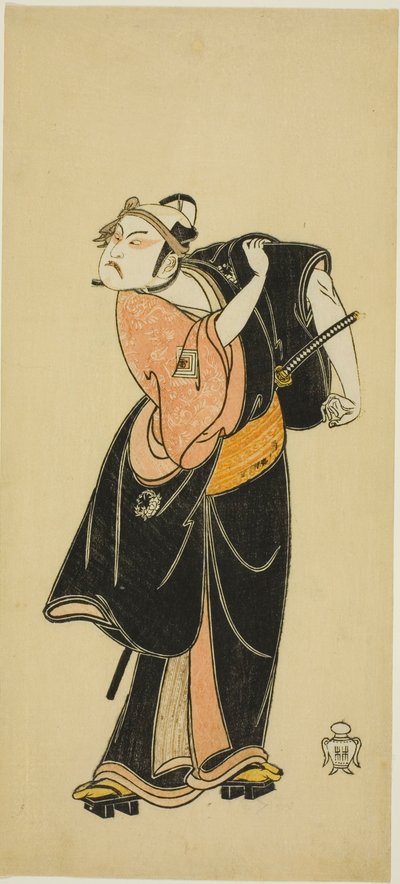 De acteur Ichikawa Raizo I als Hanakawado no Sukeroku in de scène "Sukeroku" in het stuk "Hitokidori Harutsuge Soga" door Katsukawa Shunsho