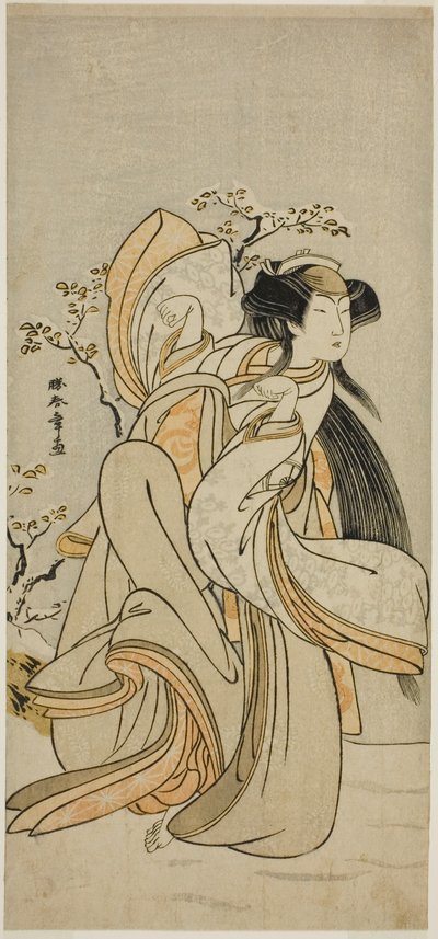 De acteur Iwai Hanshiro IV als Kojoro-gitsune van Hakata in het stuk Hikitsurete Yagoe Taiheiki, uitgevoerd in het Morita Theater in de elfde maand, 1776 door Katsukawa Shunsho