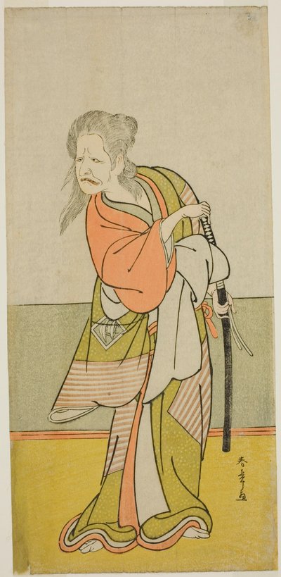 De acteur Nakajima Kanzaemon III als Yaguchi no Karasu-baba in het stuk Hono Nitta Daimyojin, uitgevoerd in het Morita Theater in de zevende maand, 1777 door Katsukawa Shunsho