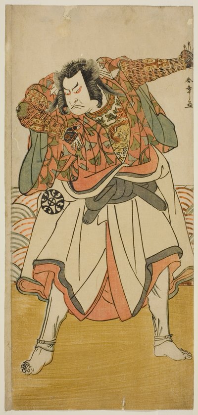 De Acteur Nakamura Nakazo I als Chinzei Hachiro Tametomo Vermomd als Ascetische Monnik, in het Toneelstuk Kitekaeru Nishiki no Wakayaka, Opgevoerd in het Nakamura Theater in de Elfde Maand, 1780 door Katsukawa Shunsho