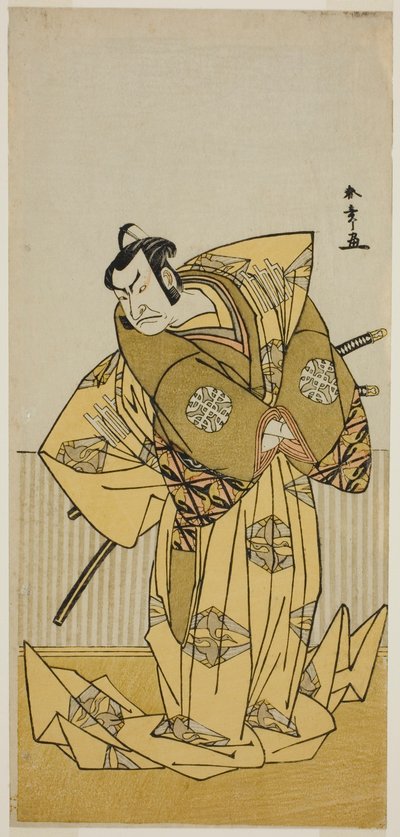 De Acteur Nakamura Nakazo I als Kudo Sukestune (?) in het Toneelstuk Kokimazete Takao Soga (?), Opgevoerd in het Ichimura Theater (?) in de Tweede Maand, 1778 door Katsukawa Shunsho