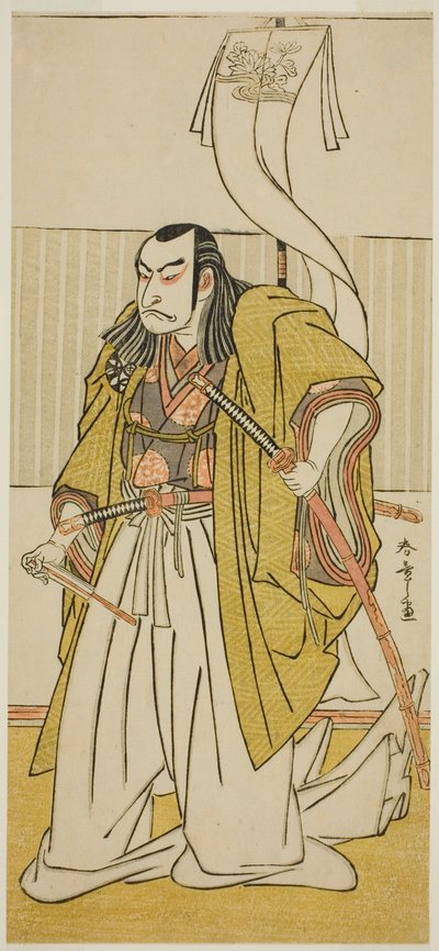 De acteur Nakamura Nakazo I als Kusunoki Masayuki vermomd als Uji no Joetsu, in het stuk Go Taiheiki Shirishi-banashi, uitgevoerd in het Morita Theater in de vierde maand, 1780 door Katsukawa Shunsho