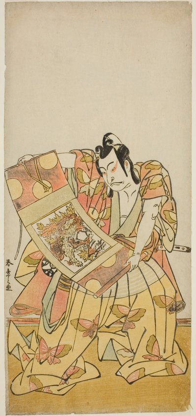 De acteur Nakamura Nakazo I als Soga no Goro Tokimune in het stuk Kazoe Uta Ta Ue Soga, uitgevoerd in het Nakamura Theater in de eerste maand, 1776 door Katsukawa Shunsho