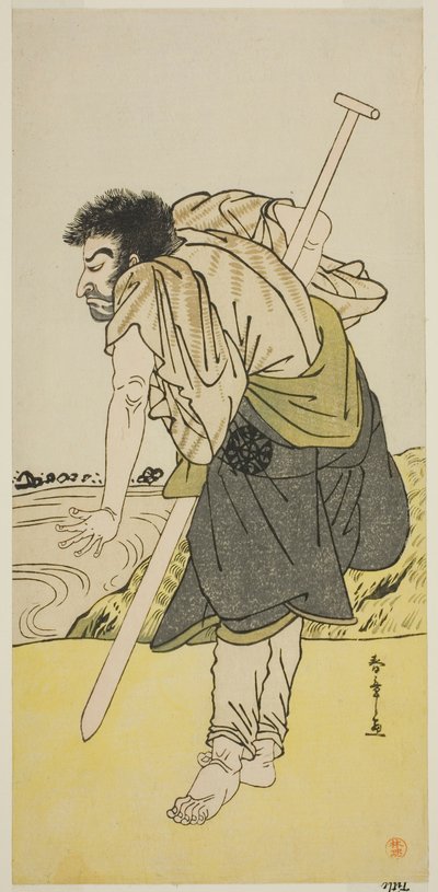 De acteur Nakamura Nakazo I als de afvallige monnik Dainichibo in het stuk Edo Meisho Midori Soga, uitgevoerd in het Morita Theater in de tweede maand, 1779 door Katsukawa Shunsho