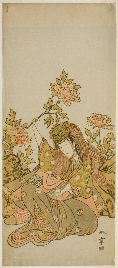 De Acteur Nakamura Noshio I in een "Shak-kyo Odori" (Steenbrugdans), in het stuk Onna Aruji Hatsuyuki no Sekai, uitgevoerd in het Morita Theater in de elfde maand, 1773 door Katsukawa Shunsho