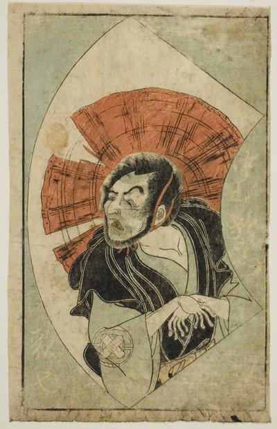De acteur Nakamura Utaemon I, uit "Een prentenboek van toneelwaaiers (Ehon butai ogi)" door Katsukawa Shunsho