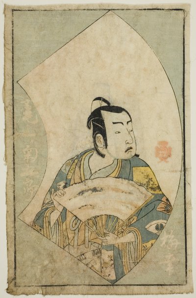 De Acteur Onoe Kikugoro I, uit "Een Prentenboek van Toneelwaaiers (Ehon butai ogi)" door Katsukawa Shunsho