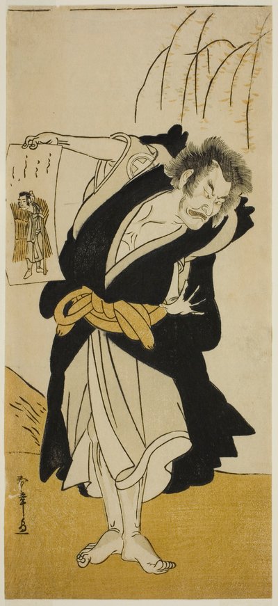 De acteur Otani Hiroemon III als de afvallige monnik Dainichibo in het stuk Tsukisenu Haru Hagoromo Soga, uitgevoerd in het Ichimura Theater in de derde maand, 1777 door Katsukawa Shunsho