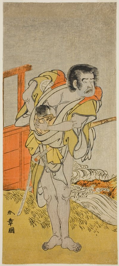 De acteur Otani Tomoemon I als Kasahari Hokkyo in het stuk Kazoe Uta Ta Ue Soga, uitgevoerd in het Nakamura Theater in de eerste maand, 1776 door Katsukawa Shunsho