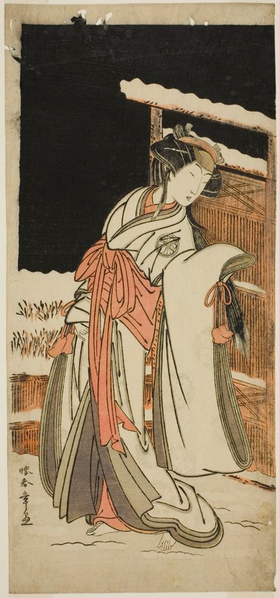 De Acteur Segawa Kikunojo III als Dame Shizuka (Shizkua Gozen) Vermomd als Tamazusa in het Toneelstuk Chigo Torii Tobiiri Kitsune, Uitgevoerd in het Ichimura Theater in de Elfde Maand, 1777 door Katsukawa Shunsho