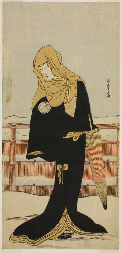 De acteur Segawa Kikunojo III als de hofdame Suho vermomd als Tsunokuniya Tsuna, in het stuk Shitenno Tonoi no Kisewata, opgevoerd in het Nakamura Theater in de elfde maand, 1781 door Katsukawa Shunsho
