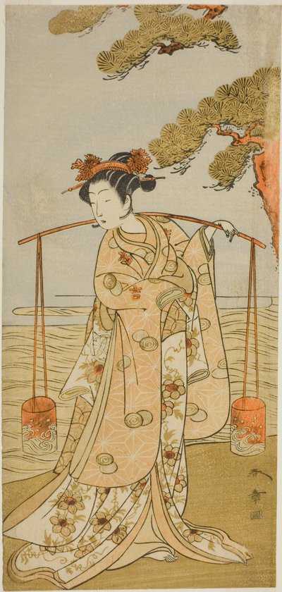 De acteur Segawa Kitsuji III als Murasame in het stuk Gohiiki Kanjincho, uitgevoerd in het Nakamura Theater in de elfde maand, 1773 door Katsukawa Shunsho