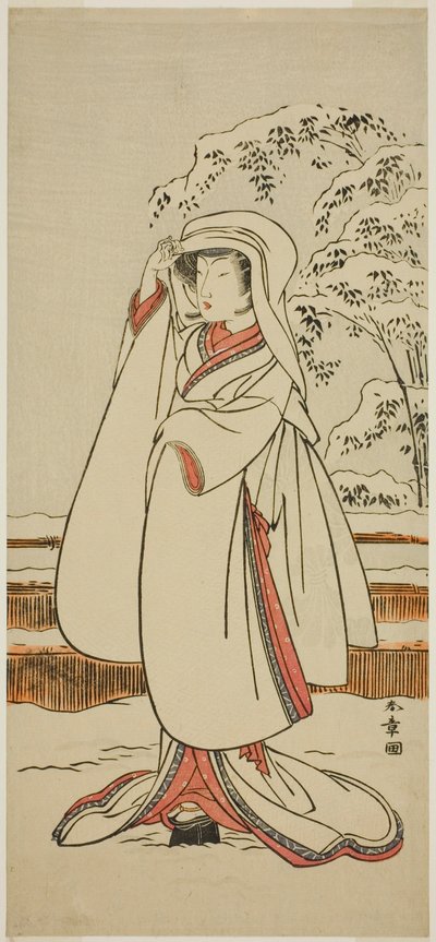 De acteur Segawa Tomisaburo I als de Reigermaagd (Sagi Musume) door Katsukawa Shunsho