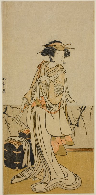 De Acteur Segawa Yujiro I als Osai, een Vrouwelijke Kapster, in het Toneelstuk Kamuri Kotoba Soga no Yukari, Opgevoerd in het Ichimura Theater in de Eerste Maand, 1776 door Katsukawa Shunsho