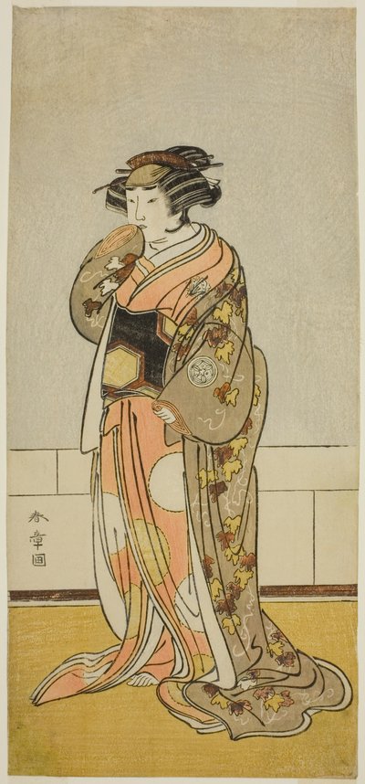 De acteur Yamashita Kinsaku II als Lady Kikusui (Kikusui Gozen) (?) in het stuk Kaeribana Eiyu Taiheiki (?), opgevoerd in het Nakamura Theater (?) in de elfde maand, 1779 (?) door Katsukawa Shunsho