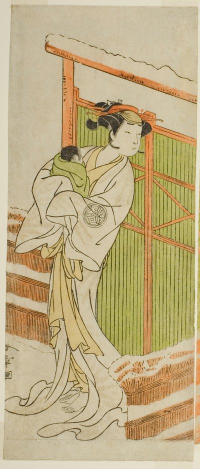 De Acteur Yamashita Kinsaku II als Moshio in het Toneelstuk Izu-goyomi Shibai no Ganjitsu, Uitgevoerd in het Morita Theater in de Elfde Maand, 1772 door Katsukawa Shunsho