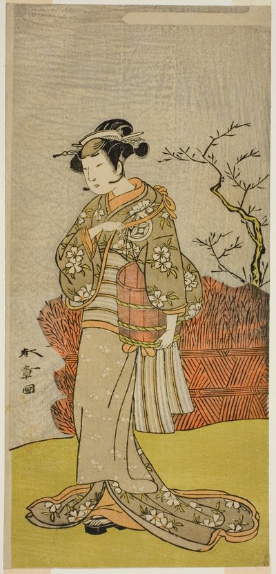 De acteur Yamashita Kinsaku II als Osaku (?) in het stuk Onna Aruji Hatsuyuki no Sekai, uitgevoerd in het Morita Theater in de elfde maand, 1773 door Katsukawa Shunsho