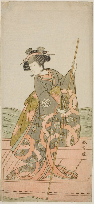 De acteur Yoshizawa Iroha I als prinses Yosooi in het stuk Kikujido Shuen no Iwaya, uitgevoerd in het Morita Theater in de elfde maand, 1775 door Katsukawa Shunsho