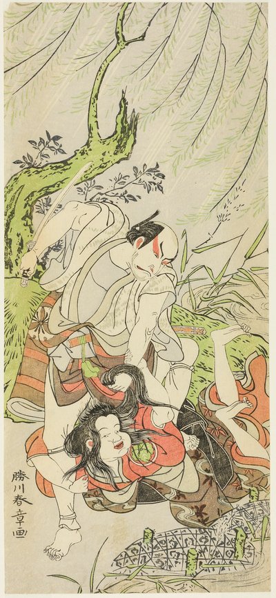De acteurs Matsumoto Koshiro II als Yoemon en Yoshizawa Sakinosuke III als Kasane, zijn vrouw door Katsukawa Shunsho