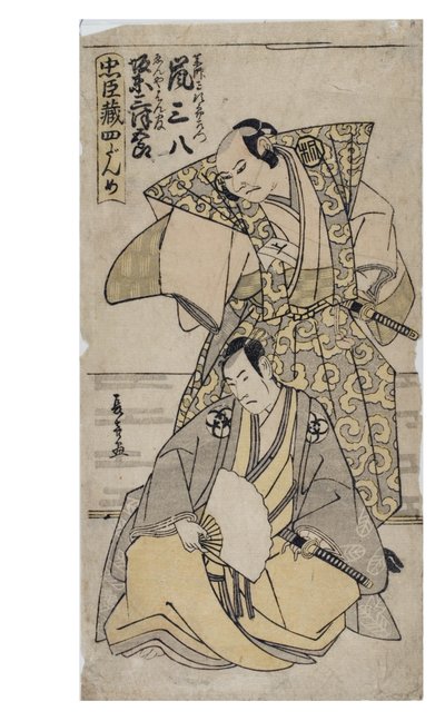 De schatkamer van loyale vazallen, Act 4. Acteurs Arashi Sanpachi en Bando Mitsugoro door Katsukawa Shunsho