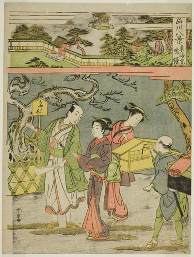 Tokaiji no Bansho, uit de serie "Shinagawa Hakkei (Acht Zichten van Shinagawa)" door Katsukawa Shunsho