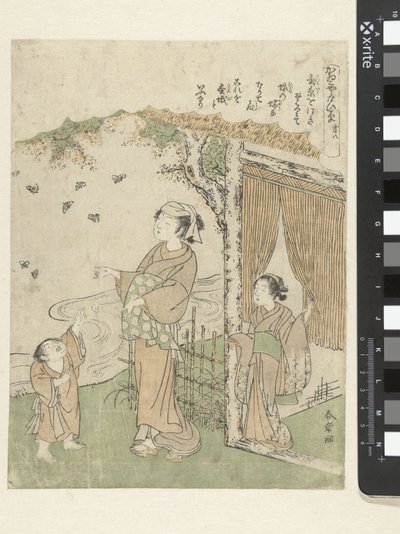 Uitvliegende vlinders door Katsukawa Shunsho