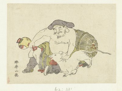 Daikoku en zijn Rat door Katsukawa Shunzan