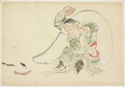 Daikoku, God van Geluk, met zijn Magische Hamer door Katsushika (school of) Hokusai