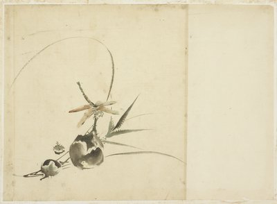 Vruchtenspray met Libel door Katsushika (school of) Hokusai