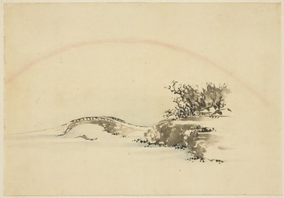 Landschap met Regenboog door Katsushika (school of) Hokusai